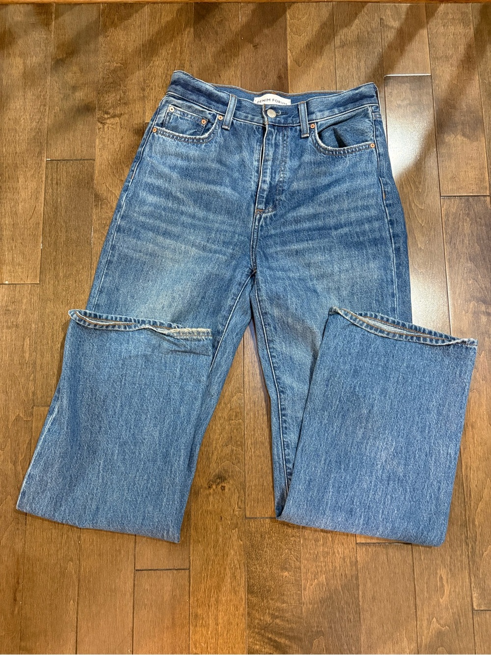 Denim Forum Classic Straight-Leg Blue Jeans